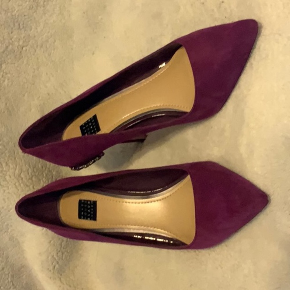 White house black market embellished suede pumps